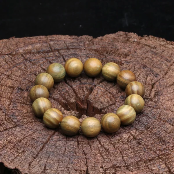 Genuine SandalWood Beaded 15mm Buddhist Bracelet Rosary Yoga Bracelet Ladies And Men's Unisex (SandalWood) Elastic Bracelet