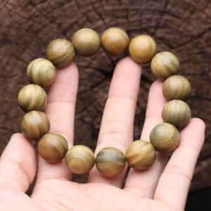 Genuine SandalWood Beaded 15mm Buddhist Bracelet Rosary Yoga Bracelet Ladies And Men's Unisex (SandalWood) Elastic Bracelet - Image 5