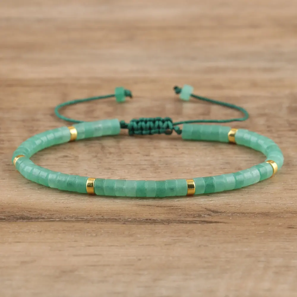 Green Aventurine Gemstone Bead Bracelet - Image 1