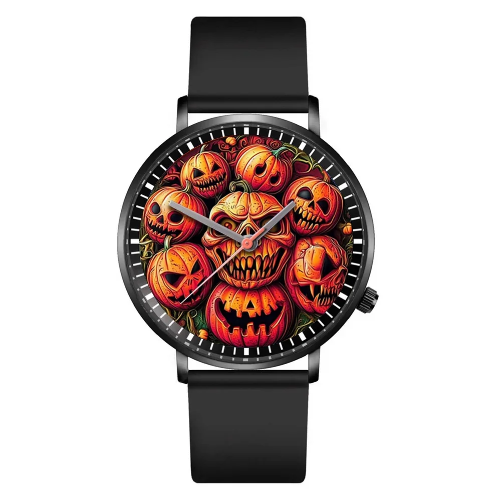 Hot Halloween Simple Skull Design Men And Women Quartz Watches Casual Black Silicone Clock Gift Watch - Image 9