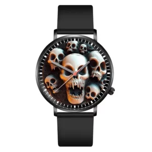 Hot Halloween Simple Skull Design Men And Women Quartz Watches Casual Black Silicone Clock Gift Watch - Image 10