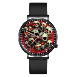 Hot Halloween Simple Skull Design Men And Women Quartz Watches Casual Black Silicone Clock Gift Watch - Image 7