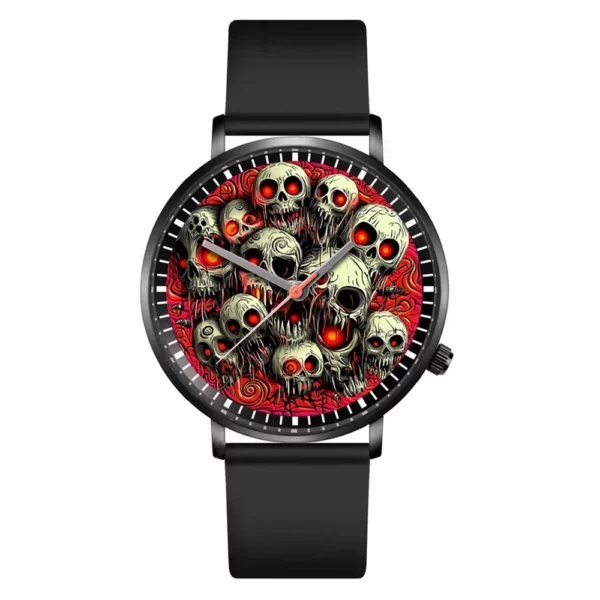Hot Halloween Simple Skull Design Men And Women Quartz Watches Casual Black Silicone Clock Gift Watch