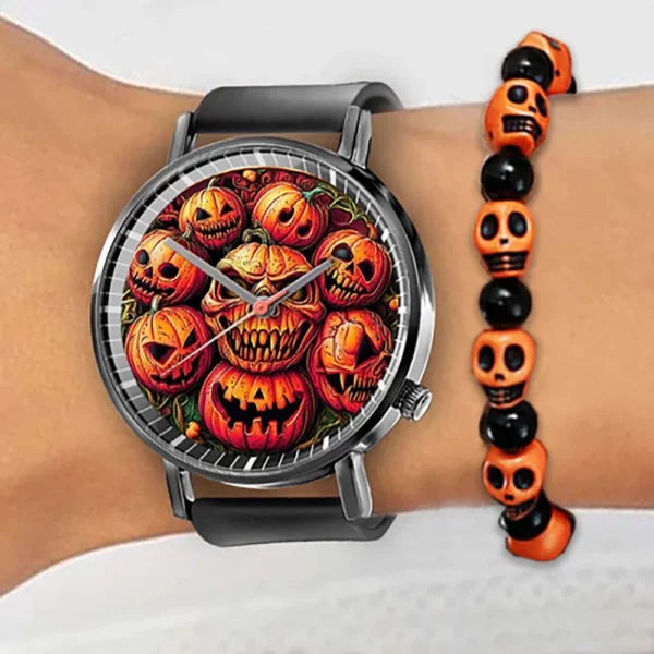 Hot Halloween Simple Skull Design Men And Women Quartz Watches Casual Black Silicone Clock Gift Watch