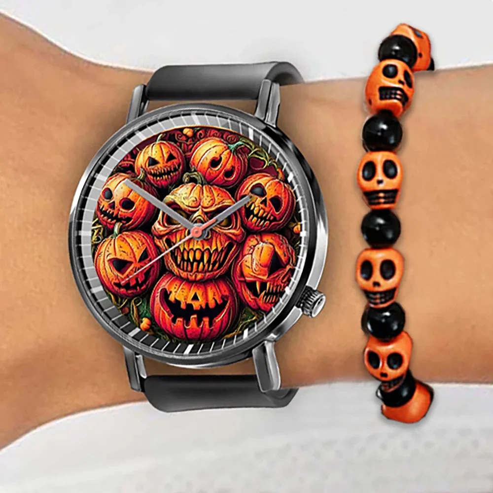 Hot Halloween Simple Skull Design Men And Women Quartz Watches Casual Black Silicone Clock Gift Watch - Image 8