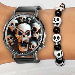 Hot Halloween Simple Skull Design Men And Women Quartz Watches Casual Black Silicone Clock Gift Watch - Image 12