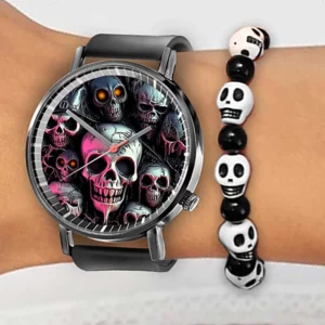 Hot Halloween Simple Skull Design Men And Women Quartz Watches Casual Black Silicone Clock Gift Watch - Image 4