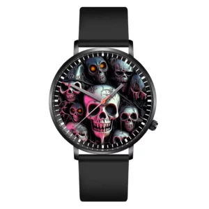 Hot Halloween Simple Skull Design Men And Women Quartz Watches Casual Black Silicone Clock Gift Watch - Image 5
