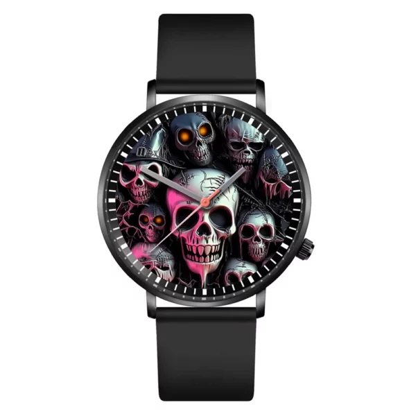 Hot Halloween Simple Skull Design Men And Women Quartz Watches Casual Black Silicone Clock Gift Watch