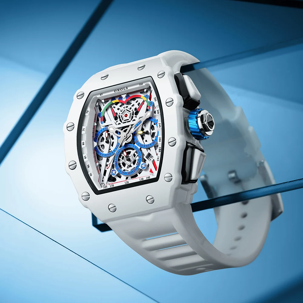 ONOLA Men's White Multifunctional Quartz Watch - Image 2
