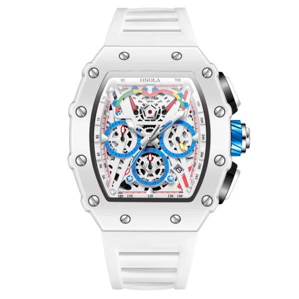 ONOLA Men's White Multifunctional Quartz Watch
