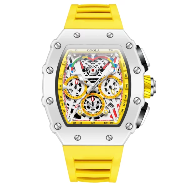 ONOLA Men's White Multifunctional Quartz Watch
