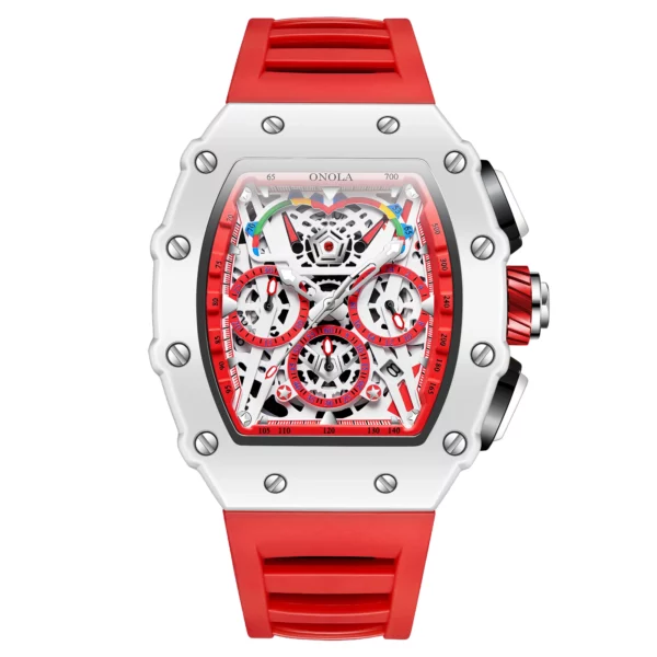 ONOLA Men's White Multifunctional Quartz Watch