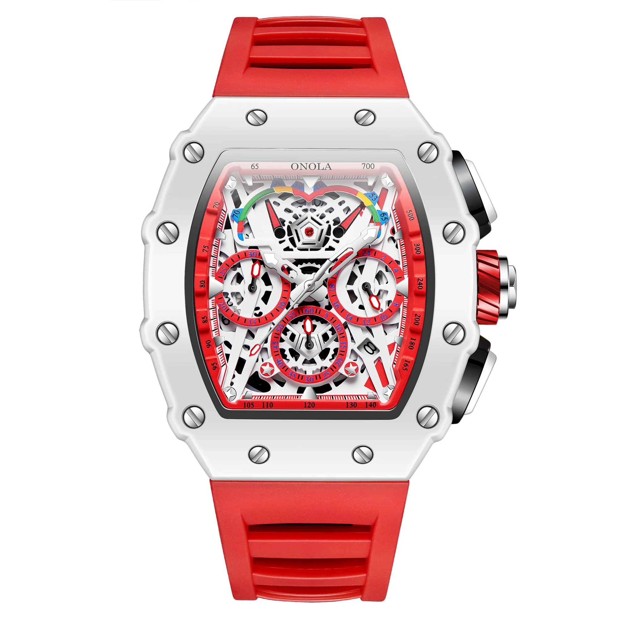 ONOLA Men's White Multifunctional Quartz Watch - Image 8