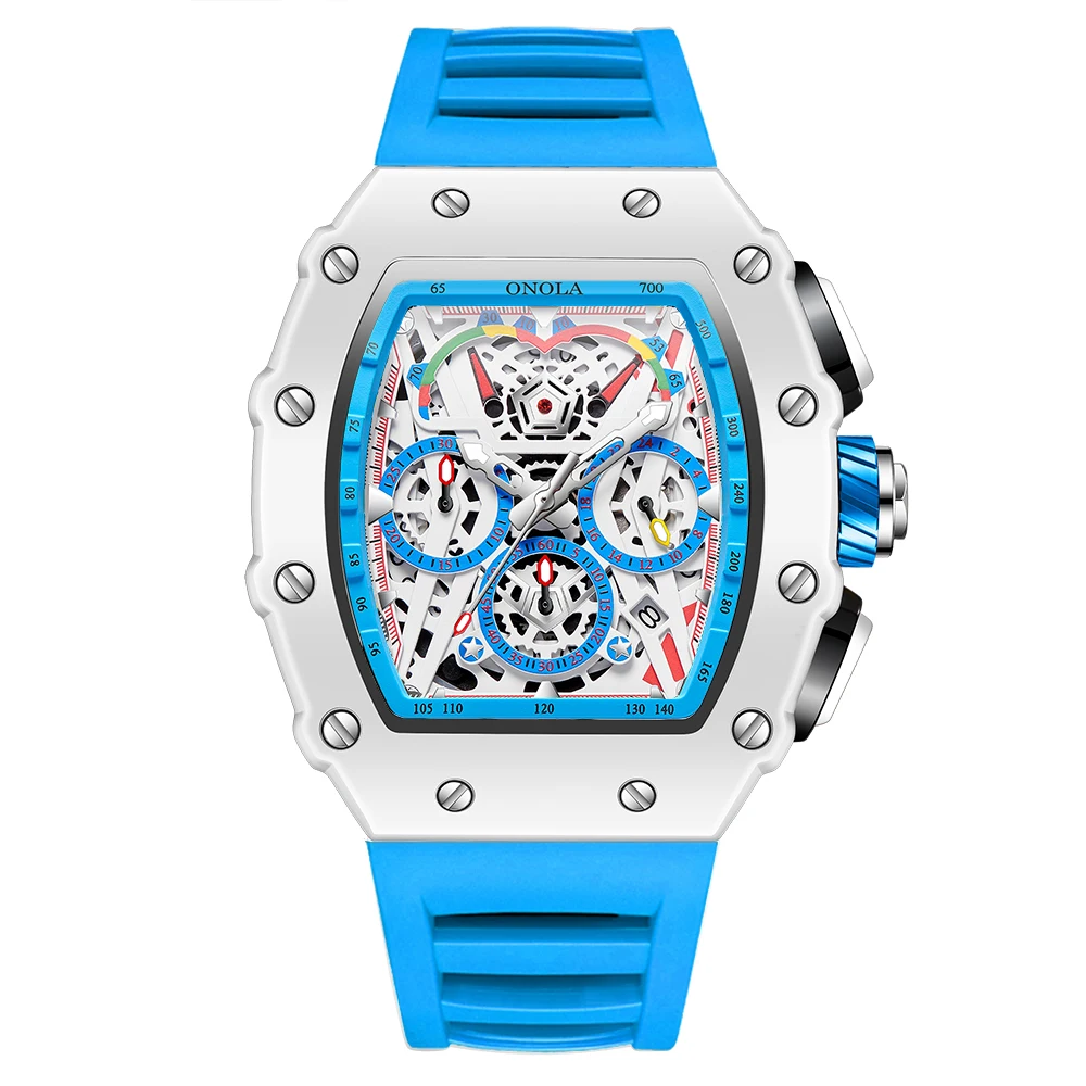 ONOLA Men's White Multifunctional Quartz Watch - Image 9
