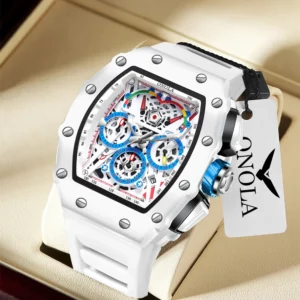 ONOLA Men's White Multifunctional Quartz Watch - Image 5