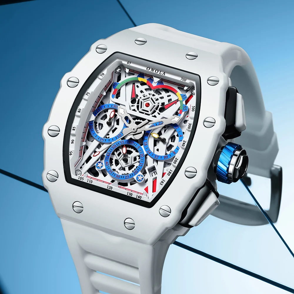 ONOLA Men's White Multifunctional Quartz Watch - Image 1