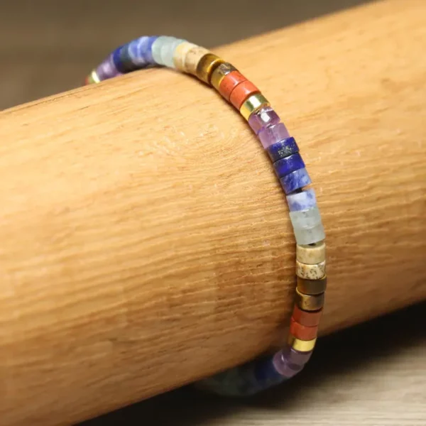 Dainty Handmade Chakra Bracelet, Natural Stone, 2x4mm