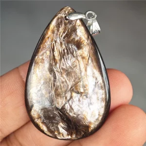 Rare Black Lepidolite & Kunzite Star Flash Pendant Necklace - Image 2