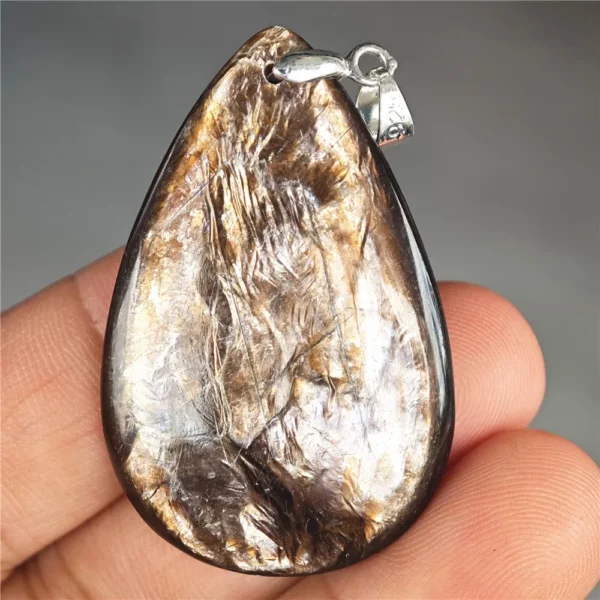 Rare Black Lepidolite & Kunzite Star Flash Pendant Necklace