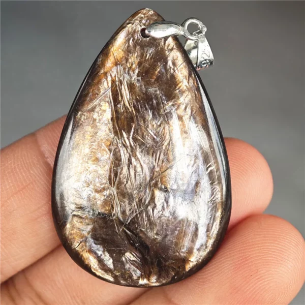 Rare Black Lepidolite & Kunzite Star Flash Pendant Necklace