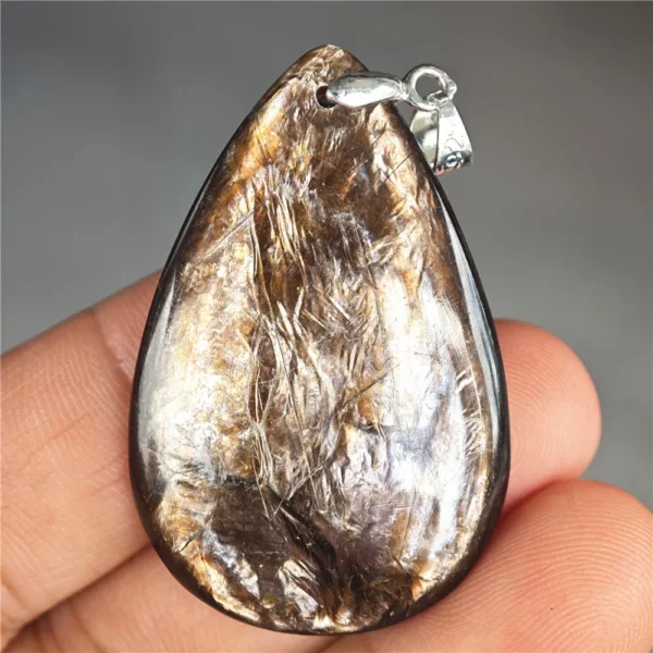 Rare Black Lepidolite & Kunzite Star Flash Pendant Necklace