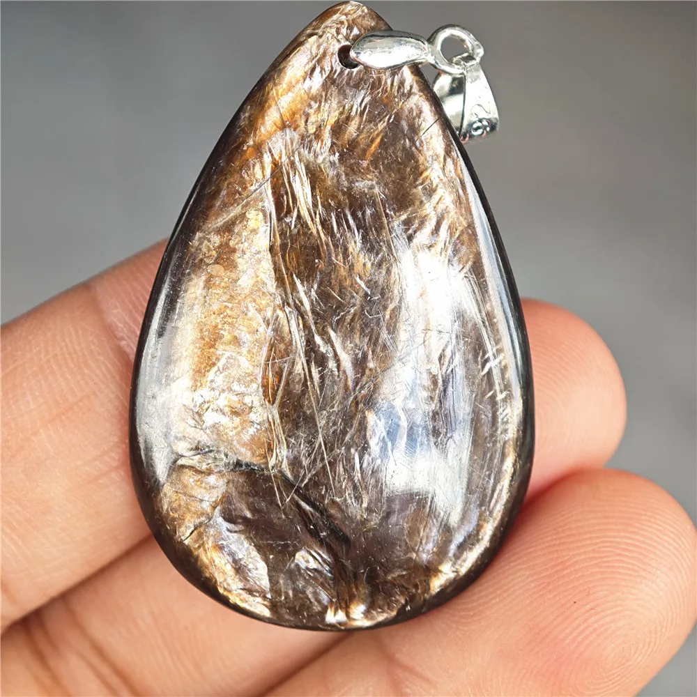 Rare Black Lepidolite & Kunzite Star Flash Pendant Necklace - Image 1