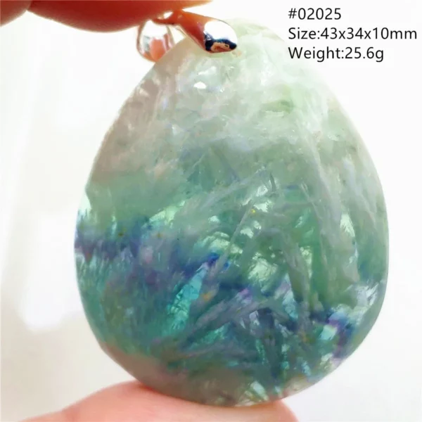 Natural Blue Green Feather Fluorite Quartz Pendant Necklace Jewelry Fashion Gift Women Water Drop Colorful Angel Fluorite AAAAA