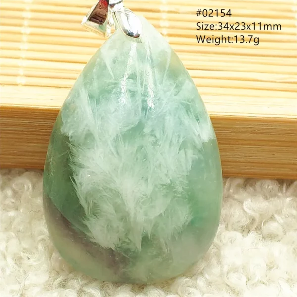 Natural Blue Green Feather Fluorite Quartz Pendant Necklace Jewelry Fashion Gift Women Water Drop Colorful Angel Fluorite AAAAA