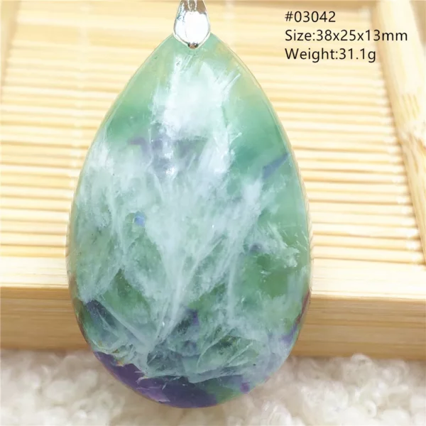 Natural Blue Green Feather Fluorite Quartz Pendant Necklace Jewelry Fashion Gift Women Water Drop Colorful Angel Fluorite AAAAA