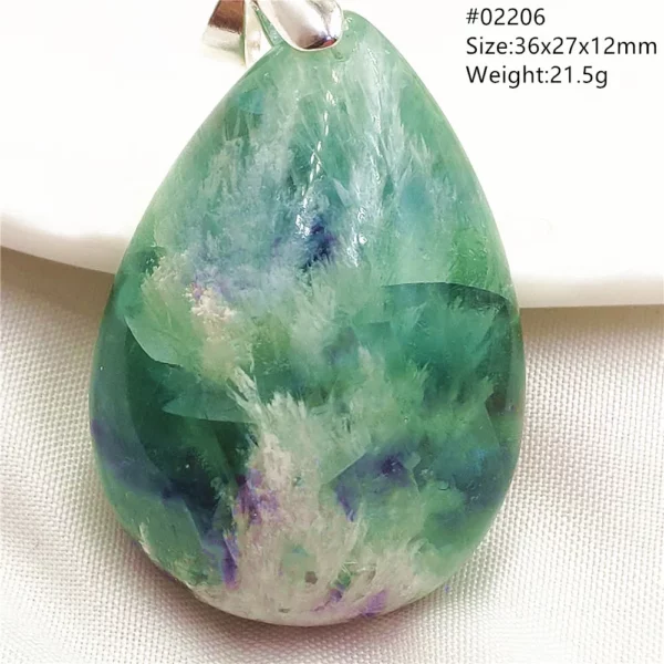 Natural Blue Green Feather Fluorite Quartz Pendant Necklace Jewelry Fashion Gift Women Water Drop Colorful Angel Fluorite AAAAA