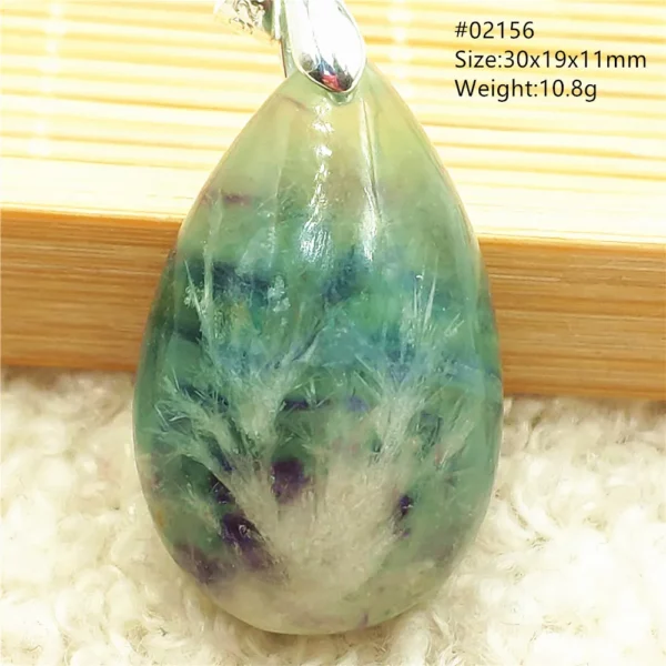 Natural Blue Green Feather Fluorite Quartz Pendant Necklace Jewelry Fashion Gift Women Water Drop Colorful Angel Fluorite AAAAA