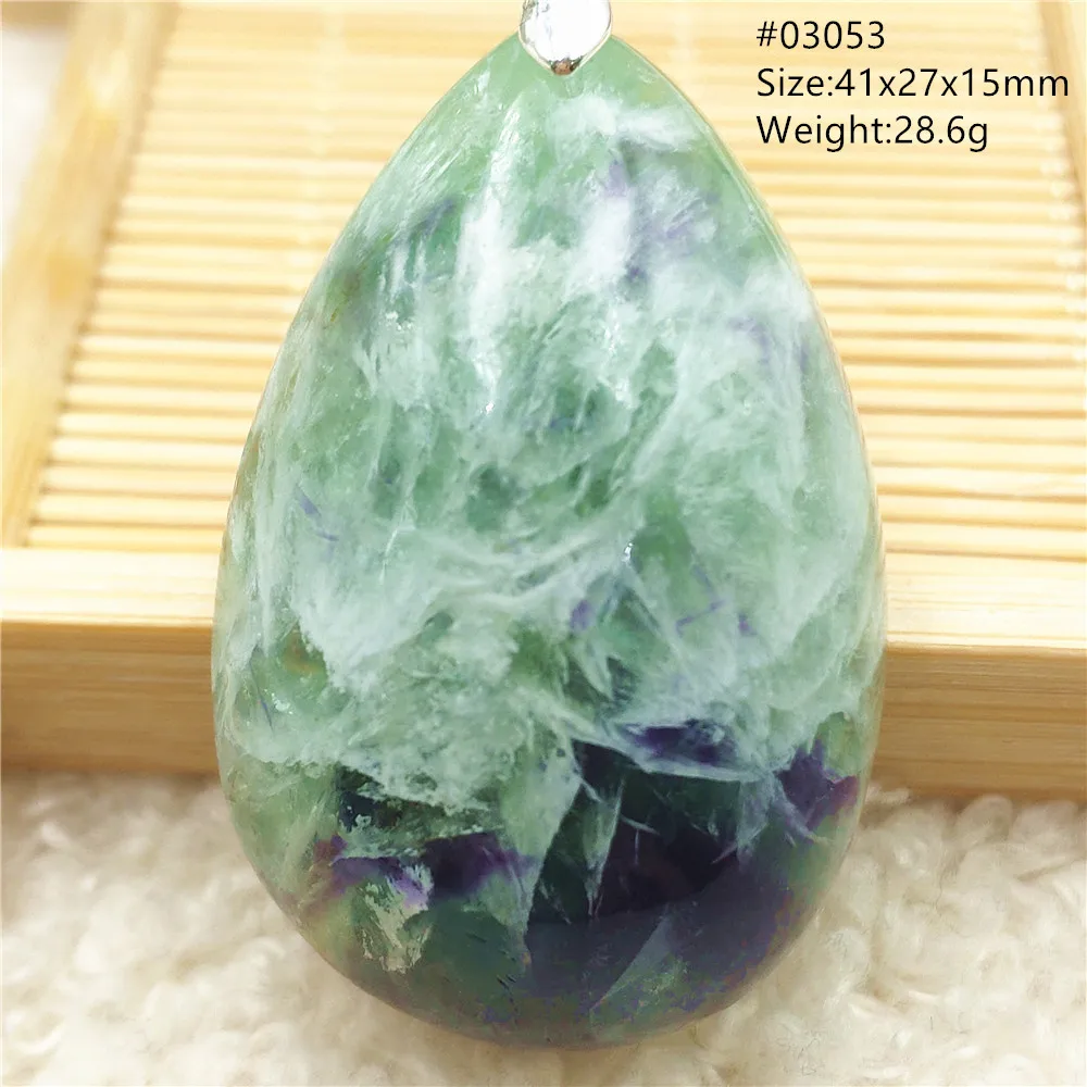 Natural Blue Green Feather Fluorite Quartz Pendant Necklace Jewelry Fashion Gift Women Water Drop Colorful Angel Fluorite AAAAA - Image 57