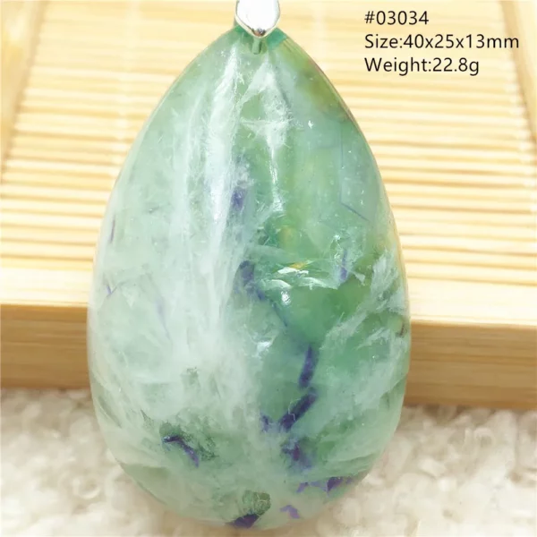 Natural Blue Green Feather Fluorite Quartz Pendant Necklace Jewelry Fashion Gift Women Water Drop Colorful Angel Fluorite AAAAA