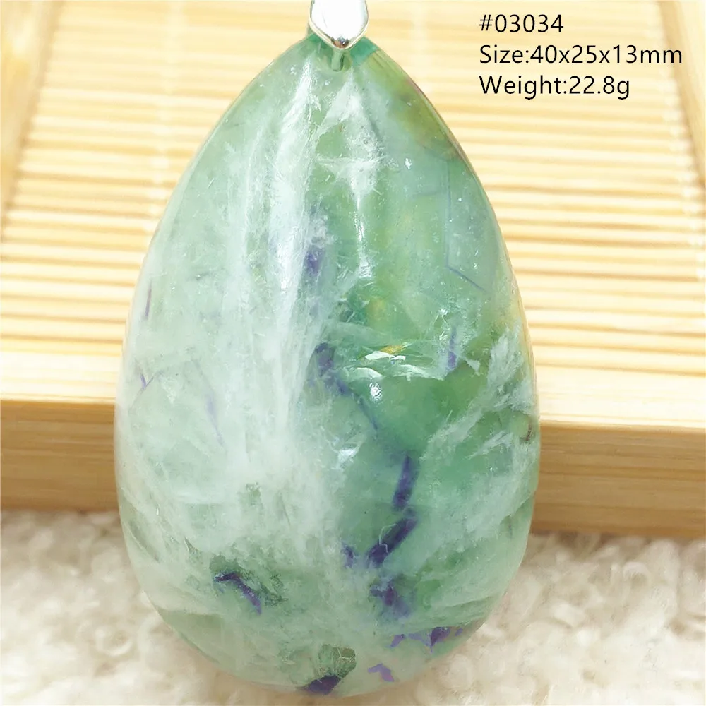 Natural Blue Green Feather Fluorite Quartz Pendant Necklace Jewelry Fashion Gift Women Water Drop Colorful Angel Fluorite AAAAA - Image 60