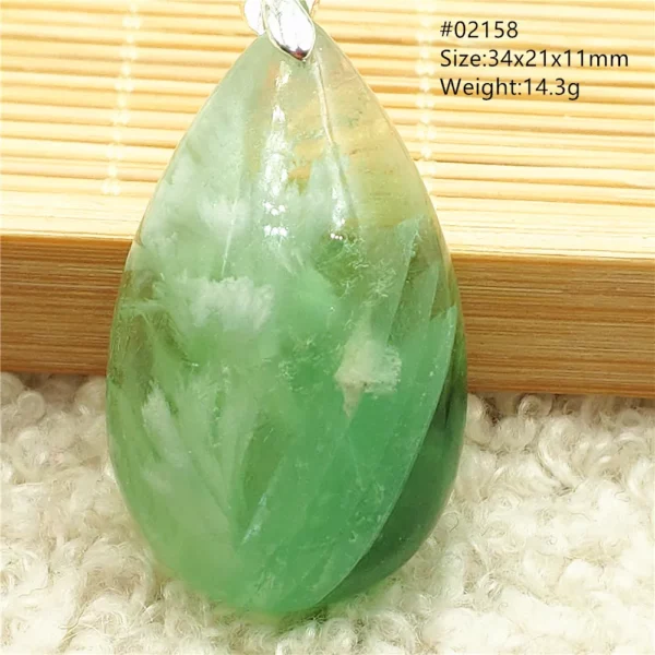 Natural Blue Green Feather Fluorite Quartz Pendant Necklace Jewelry Fashion Gift Women Water Drop Colorful Angel Fluorite AAAAA