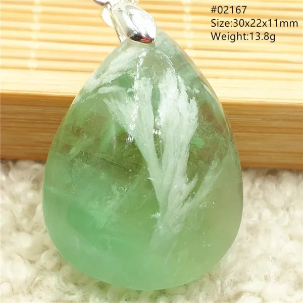 Natural Blue Green Feather Fluorite Quartz Pendant Necklace Jewelry Fashion Gift Women Water Drop Colorful Angel Fluorite AAAAA