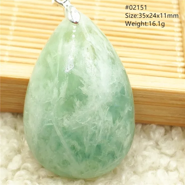 Natural Blue Green Feather Fluorite Quartz Pendant Necklace Jewelry Fashion Gift Women Water Drop Colorful Angel Fluorite AAAAA