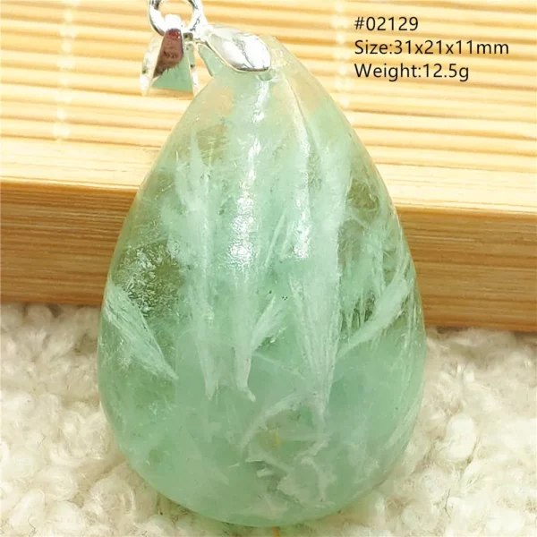 Natural Blue Green Feather Fluorite Quartz Pendant Necklace Jewelry Fashion Gift Women Water Drop Colorful Angel Fluorite AAAAA