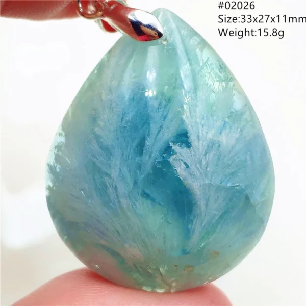 Natural Blue Green Feather Fluorite Quartz Pendant Necklace Jewelry Fashion Gift Women Water Drop Colorful Angel Fluorite AAAAA