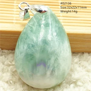Natural Blue Green Feather Fluorite Quartz Pendant Necklace Jewelry Fashion Gift Women Water Drop Colorful Angel Fluorite AAAAA - Image 15