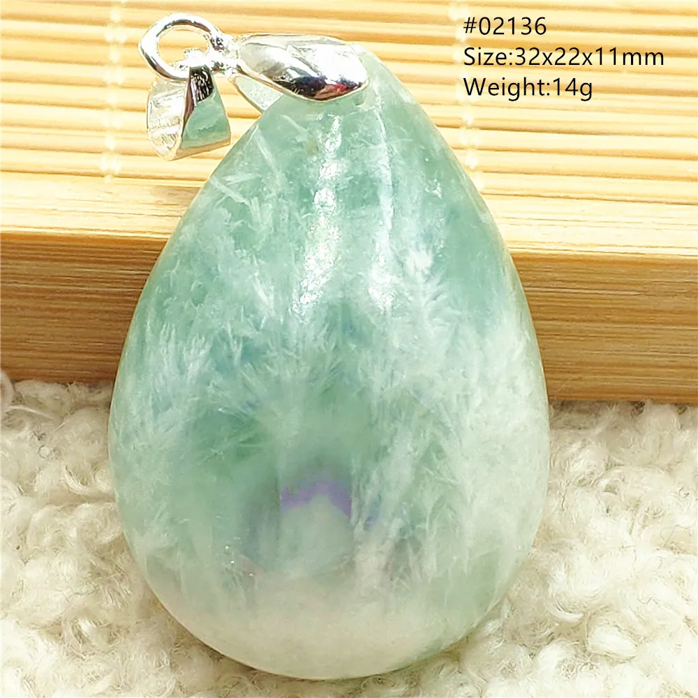 Natural Blue Green Feather Fluorite Quartz Pendant Necklace Jewelry Fashion Gift Women Water Drop Colorful Angel Fluorite AAAAA - Image 15