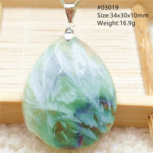 Natural Blue Green Feather Fluorite Quartz Pendant Necklace Jewelry Fashion Gift Women Water Drop Colorful Angel Fluorite AAAAA
