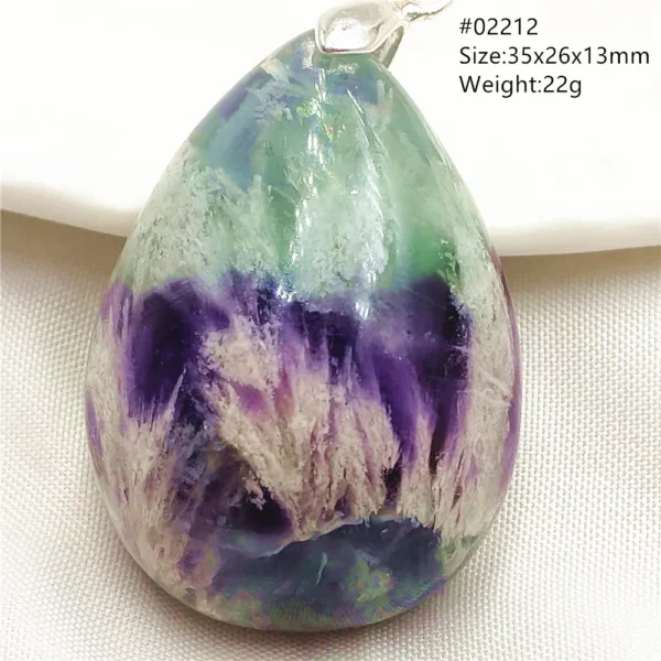Natural Blue Green Feather Fluorite Quartz Pendant Necklace Jewelry Fashion Gift Women Water Drop Colorful Angel Fluorite AAAAA