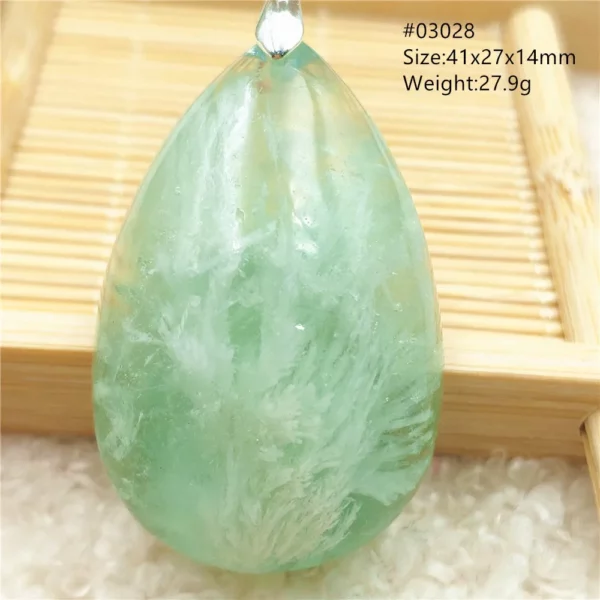 Natural Blue Green Feather Fluorite Quartz Pendant Necklace Jewelry Fashion Gift Women Water Drop Colorful Angel Fluorite AAAAA