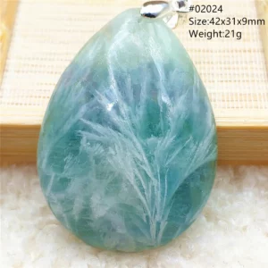 Natural Blue Green Feather Fluorite Quartz Pendant Necklace Jewelry Fashion Gift Women Water Drop Colorful Angel Fluorite AAAAA - Image 4