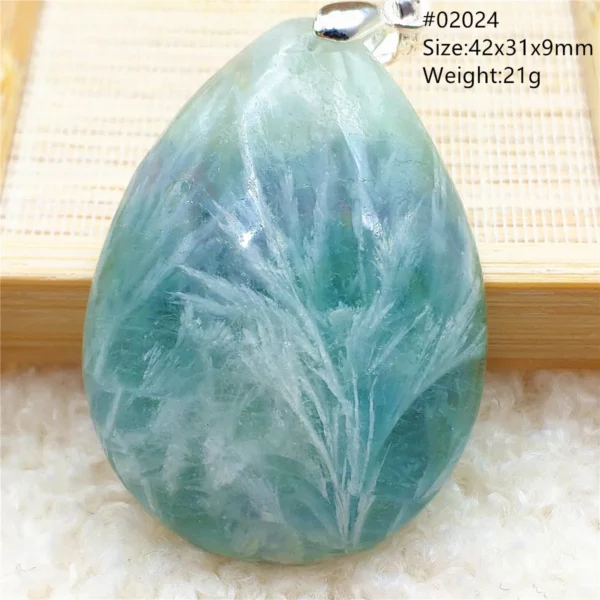 Natural Blue Green Feather Fluorite Quartz Pendant Necklace Jewelry Fashion Gift Women Water Drop Colorful Angel Fluorite AAAAA