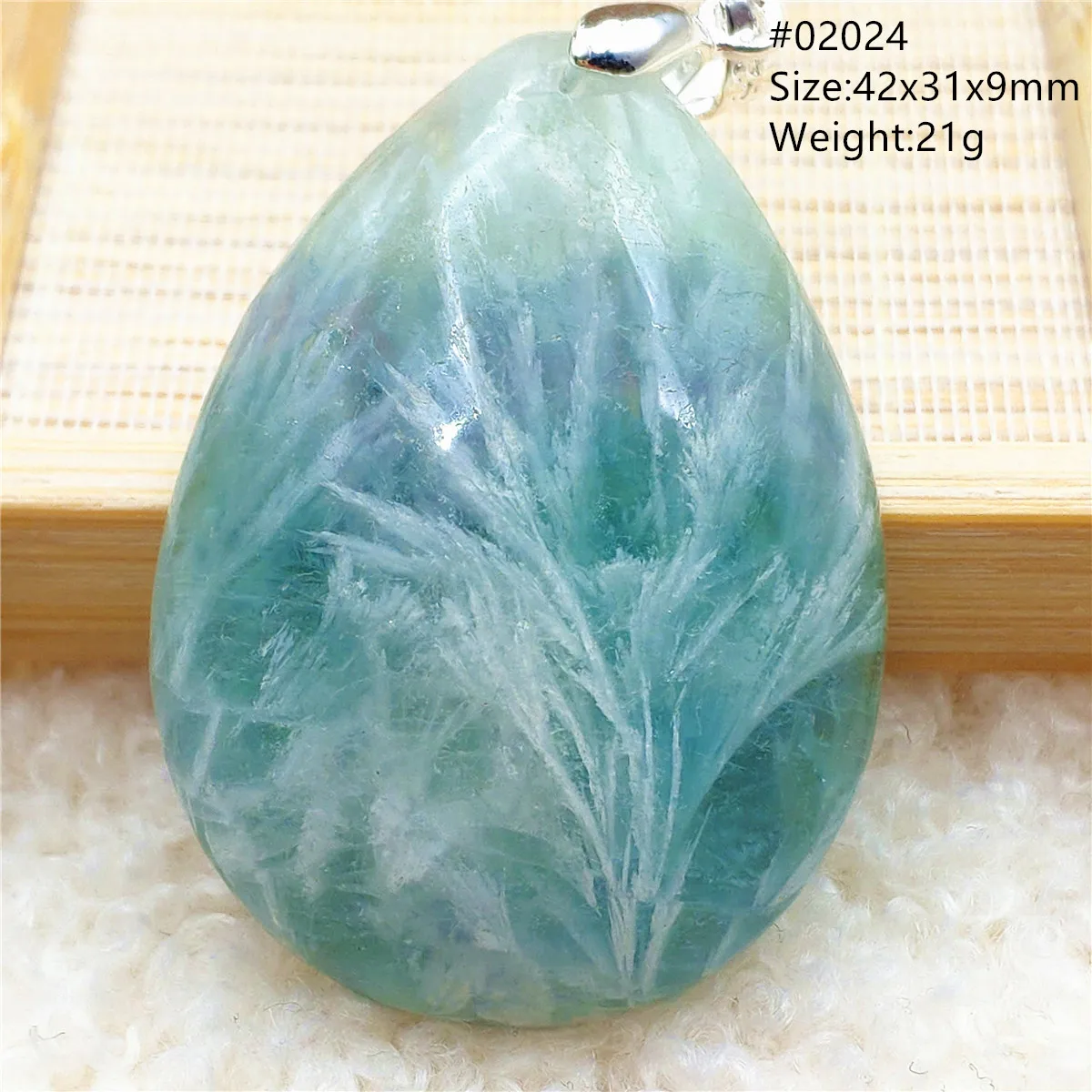 Natural Blue Green Feather Fluorite Quartz Pendant Necklace Jewelry Fashion Gift Women Water Drop Colorful Angel Fluorite AAAAA - Image 4