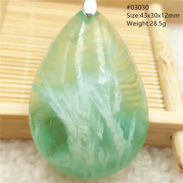 Natural Blue Green Feather Fluorite Quartz Pendant Necklace Jewelry Fashion Gift Women Water Drop Colorful Angel Fluorite AAAAA