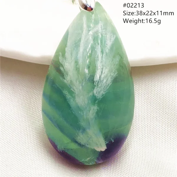 Natural Blue Green Feather Fluorite Quartz Pendant Necklace Jewelry Fashion Gift Women Water Drop Colorful Angel Fluorite AAAAA